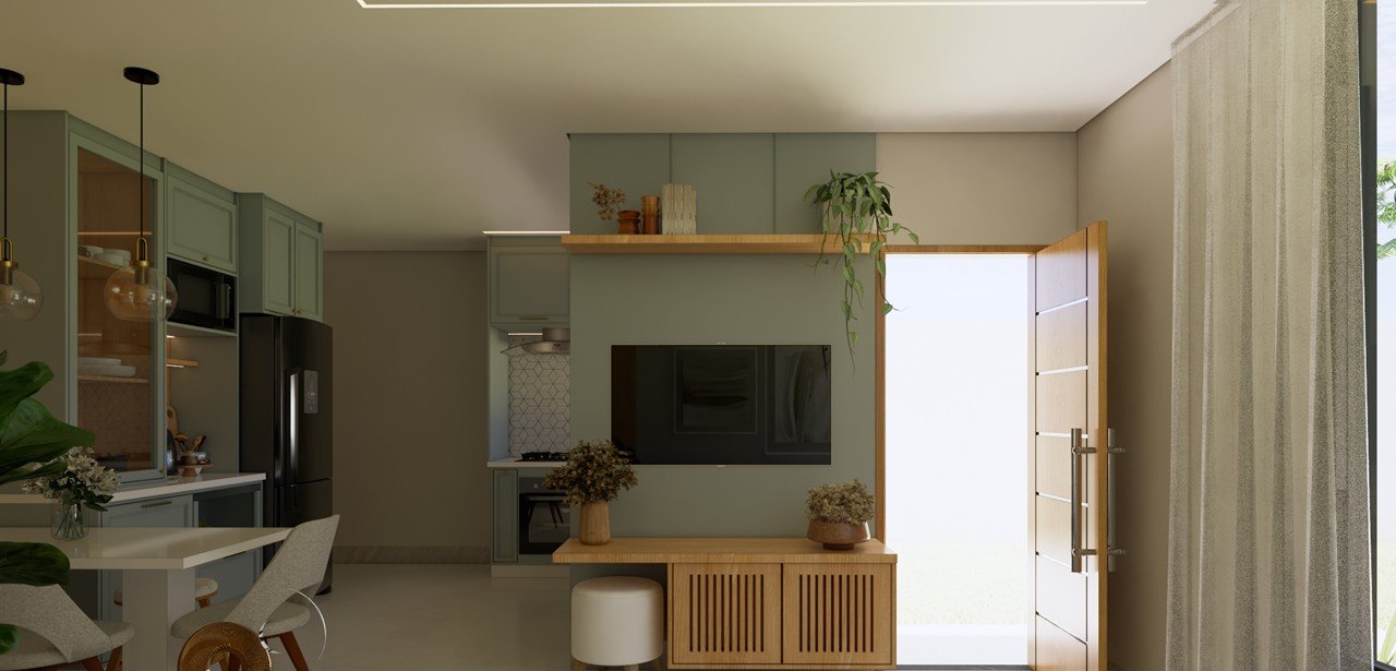 Sala integrada com a cozinha